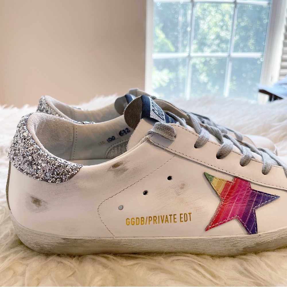 Golden Goose Superstar Rainbow Lace Up Sneaker size 40 NEW - Picture 5 of 14